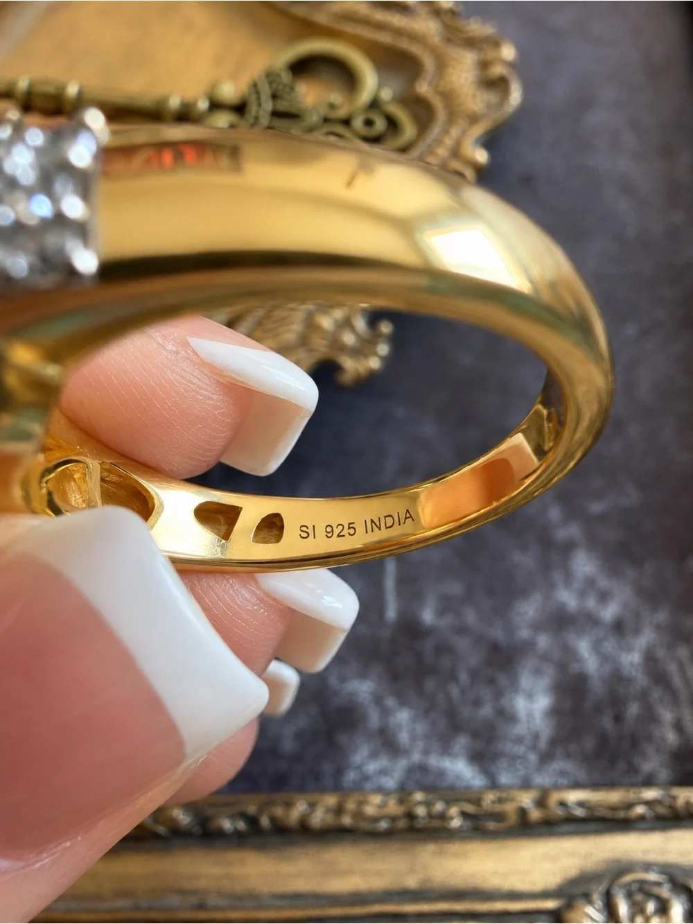 🆕 SONI • Gold Ring Orange Cabochon Crystal Stones Cocktail  Ring